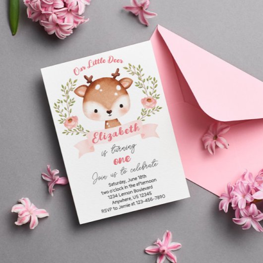 Invitation Jote Fawn Woodland Wild Deer fête d'anniversaire