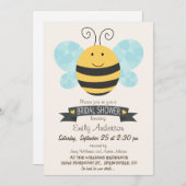 Invitation Jote Fête des mariées d'abeille jaune et noire (Devant / Derrière)