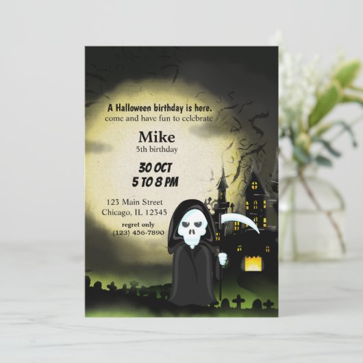 Invitation Jote fête d'Halloween Devil Skeleton (Debout devant)