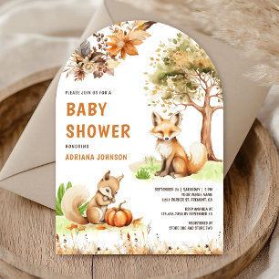 Invitation Jote Fox Woodland Automne Arche Baby shower