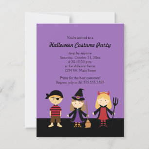 Invitation Jote Halloween Costume Enfants Violet Black Party
