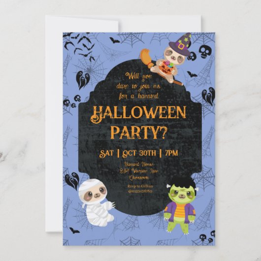 Invitation Jote Halloween Sloth 2 Party (Devant)