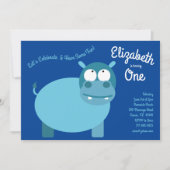Invitation Jote Hippo Enfants 1er anniversaire fêtes Invitati (Devant)