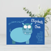 Invitation Jote Hippo Enfants 1er anniversaire fêtes Invitati (Debout devant)