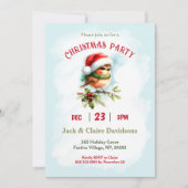Invitation Jote hiver Robin Oiseau Santa Hat Noël (Devant)