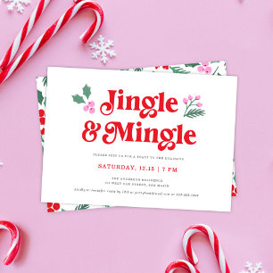 Invitation Jote Jingle & Mingle Retro Type Noël