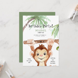Invitation Jote Jungle Monkey Boy fête d'anniversaire