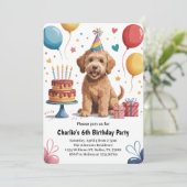 Invitation Jote Kids Puppy Chien 6e fête d'anniversaire (Debout devant)