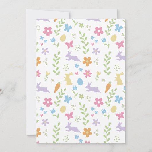 Invitation Jote lapin pourpre Vert Floral Chasse aux oeufs de (Dos)