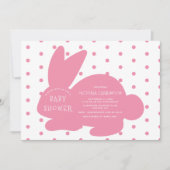 Invitation Jote lapin rose Baby shower À petits pois lapin (Devant)
