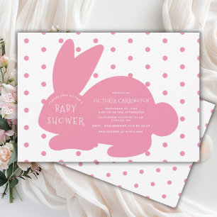 Invitation Jote lapin rose Baby shower À petits pois lapin