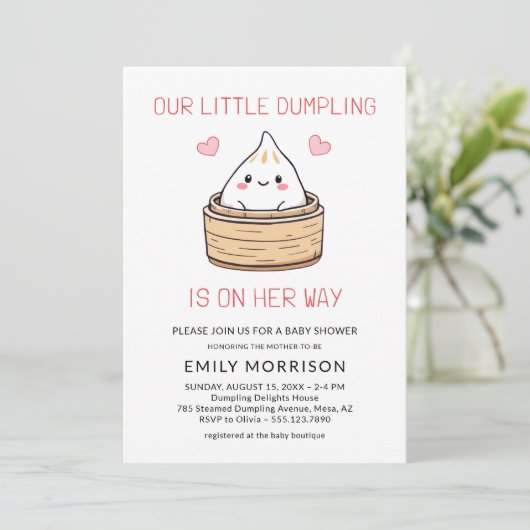 Invitation Jote Little Dumpling Son Baby shower QR Code Way (Debout devant)