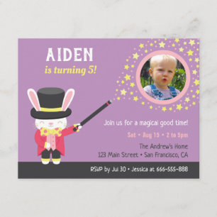 Invitation Jote Magician Rabbit Photo Party Anniversaire de e