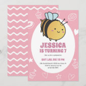 Invitation Jote Miel Bee Bumblebee Anniversaire de enfant Inv (Devant / Derrière)