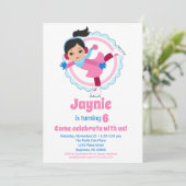 Invitation Jote Noir Cheveux Patinage sur glace Anniversaire (Debout devant)