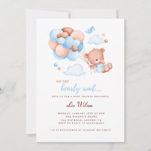 Invitation Jote ours en peluche sexe neutre baby shower invit