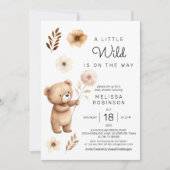 Invitation Jote Ours Sauvage Fleurs Boho Baby Boy Douche (Devant)