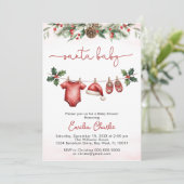 Invitation Jote père Noël Noël bébé baby shower de linge (Debout devant)