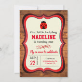 Invitation Jote Red Ladybug Girls First Birthday Party (Devant)