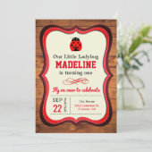 Invitation Jote Red Ladybug Girls First Birthday Party (Debout devant)