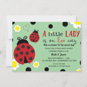Invitation Jote Red Ladybug Green Flowers Girls Baby shower I (Devant)