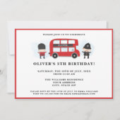 Invitation Jote Red London Bus Anniversaire de enfant Party (Devant)