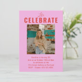 Invitation Jote Red Pink Photo moderne 25e fête d'anniversair (Debout devant)