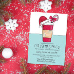 Invitation Jote Red Santa Hat Café Sucre de canne Noël<br><div class="desc">Cette invitation de Noël, mignonne et artistique, est la meilleure façon de répandre l'esprit de fête. Il comprend une tasse à café couleur rouge, verte, blanche et noire dessinée à la main et peinte à la main avec une manche en papier décoratif, un casquette du Père Noël et un sucre...</div>