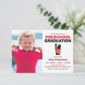Invitation Jote Red & White Boy Photo Préscolaire Graduation (Debout devant)