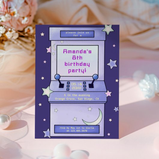 Invitation Jote Retro Anniversaire de enfant de jeu Arcade