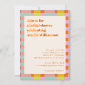 Invitation Jote Retro chèque géométrique Pastels Fête des mar (Devant)