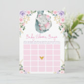 Invitation Jote rose violet Eléphant Baby shower Jeu (Debout devant)