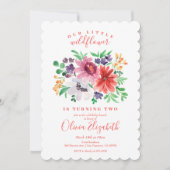 Invitation Jote rouge pourpre Petit Fleur sauvage Anniversair (Devant)