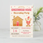Invitation Jote Rustique Maison de pain d'épices Décoration (Debout devant)