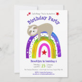 Invitation Jote Sloth Boho Arc en ciel Simple moderne Anniver (Devant)