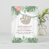 Invitation Jote Sloth Palm Tropical Feuille Anniversaire (Debout devant)