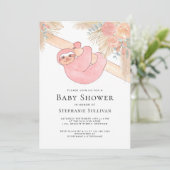 Invitation Jote Sloth Pampas Grass Baby shower de fille (Debout devant)
