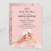 Invitation Jote Stock Rose Fête des mariées Bar (Devant / Derrière)