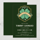 Invitation Joue à 80 ans Shamrock chanceux Anniversaire (Devant / Derrière)