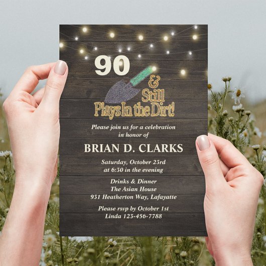 Invitation Joue toujours dans Dirt Rustic Gardening 90e anniv