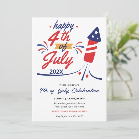 Invitation Jouer 4 juillet Rocket (Debout devant)