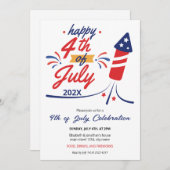 Invitation Jouer 4 juillet Rocket (Devant / Derrière)