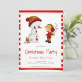 Invitation Jouer à la neige avec Snowman et Fille Noël (Debout devant)