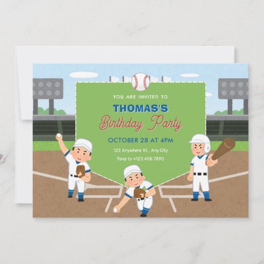 Invitation Jouer à l'anniversaire de baseball (Devant)