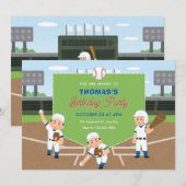 Invitation Jouer à l'anniversaire de baseball (Devant / Derrière)