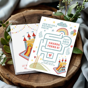 Invitation Jouer Active Anniversaire quête, Ballons et Châtea