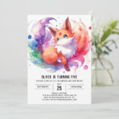 Invitation Jouer aquarelle Fox Anniversaire (Debout devant)
