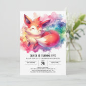 Invitation Jouer aquarelle Fox Anniversaire (Debout devant)