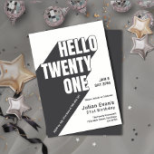 Invitation Jouer Black & Whit Gras Typographie 21e anniversai