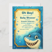 Invitation Jouer Blue Shark Bubbles Baby shower garçon (Devant)